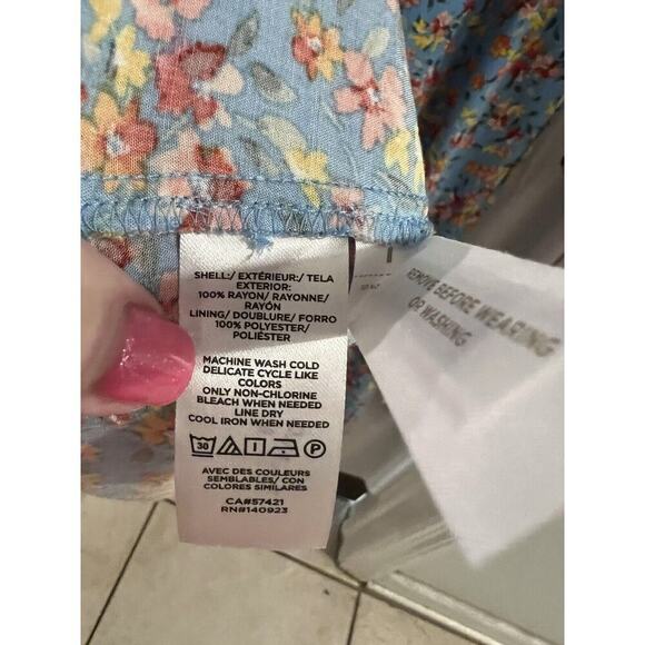 Loft Plus Blue Floral Midi Dress Tie Back Flutter Sleeve Sz 16 Cottagecore - Picture 8 of 9